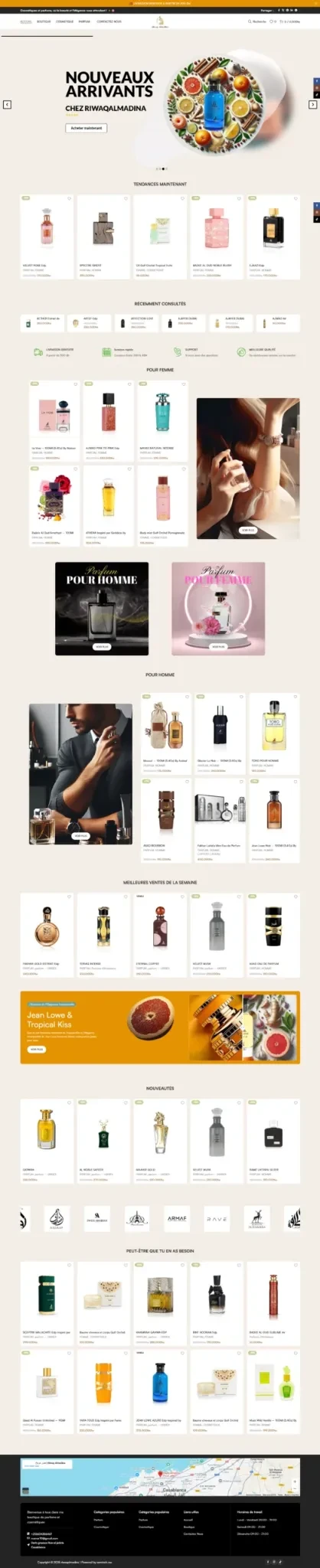 Aperçu de la boutique en ligne de parfums Riwaq Al Madina réalisée par Moul Projet